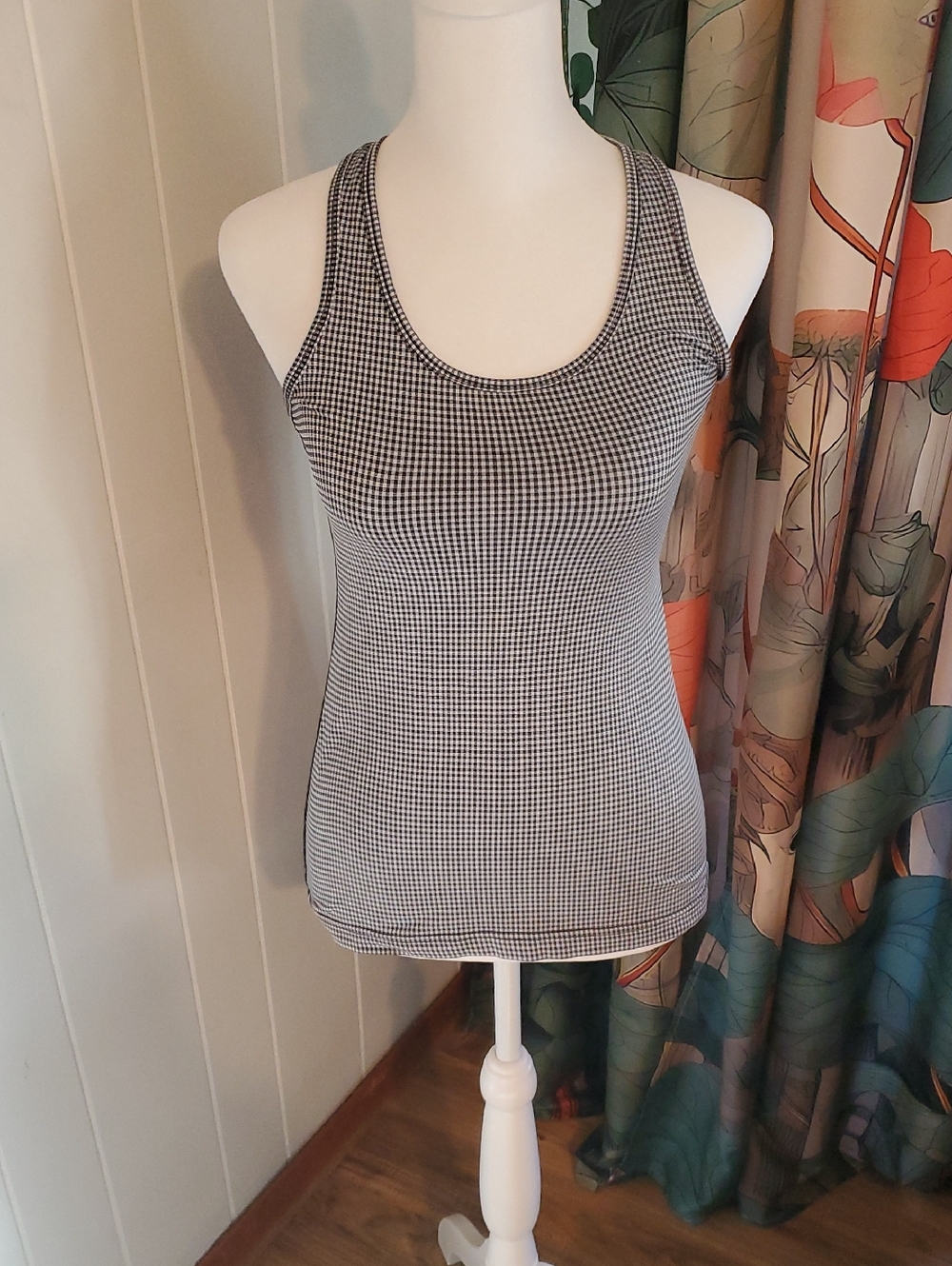 90 Degree By Reflex Black and White Gingham Racerback Tank
